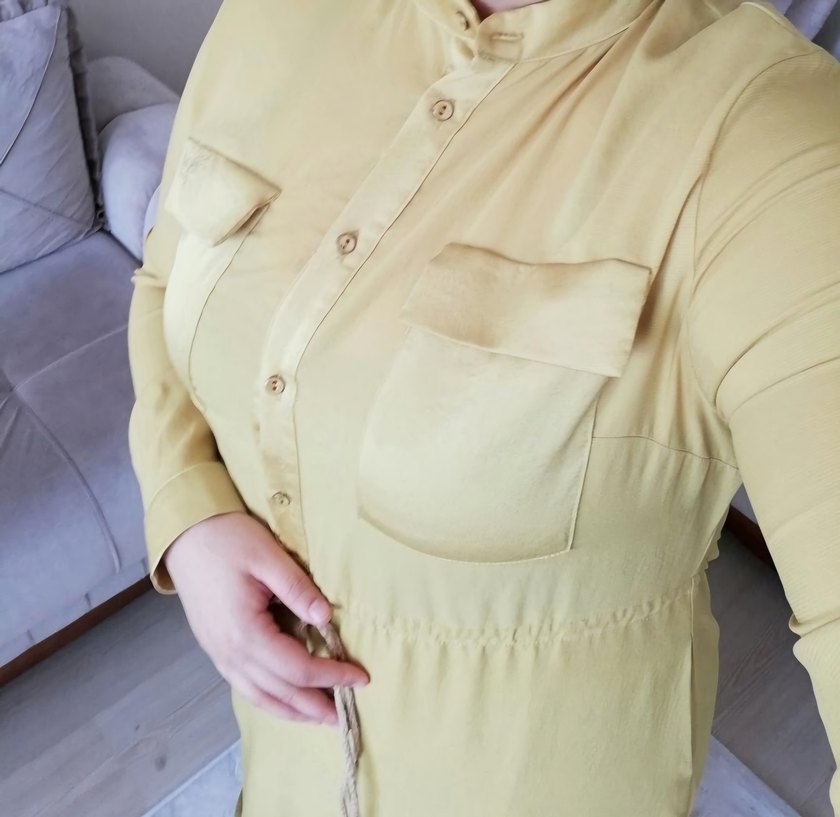 Hardal sarısı Uzun Kollu Bohem Uzun Elbise - Görsel 4