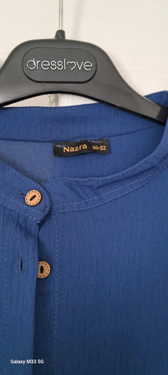 Diger Mavi Uzun Keten Elbise - Görsel 4