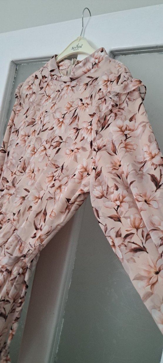 Bej Bohem Uzun Elbise - Görsel 3