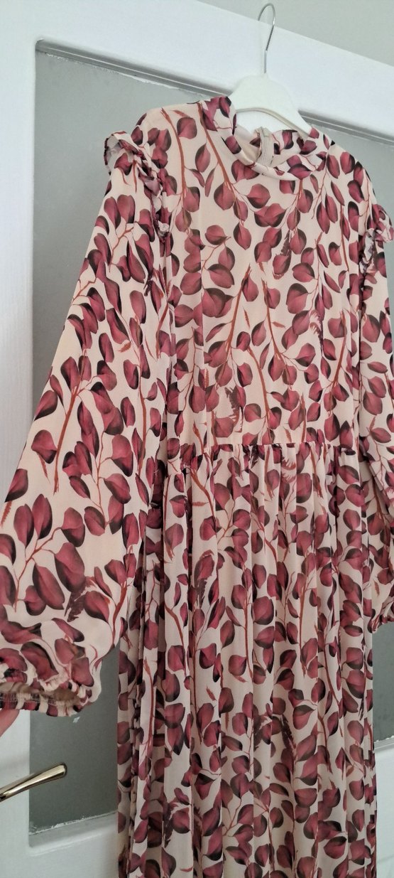 Vişne çürüğü Bohem Uzun Elbise, Fırfırlı, Uzun Kollu - Görsel 5