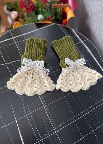 Dantel Detaylı Kadın Örgü Eldiven vintage eldiven - Görsel 12