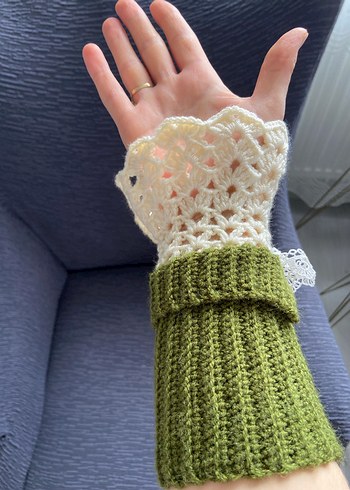 Dantel Detaylı Kadın Örgü Eldiven vintage eldiven - Görsel 2