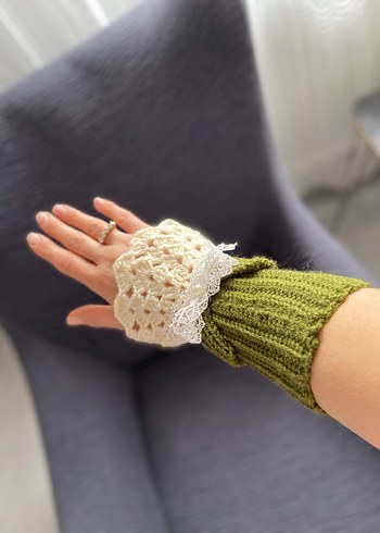 Dantel Detaylı Kadın Örgü Eldiven vintage eldiven - Görsel 11