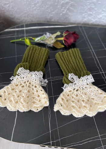 Dantel Detaylı Kadın Örgü Eldiven vintage eldiven - Görsel 14