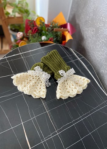 Dantel Detaylı Kadın Örgü Eldiven vintage eldiven - Görsel 13