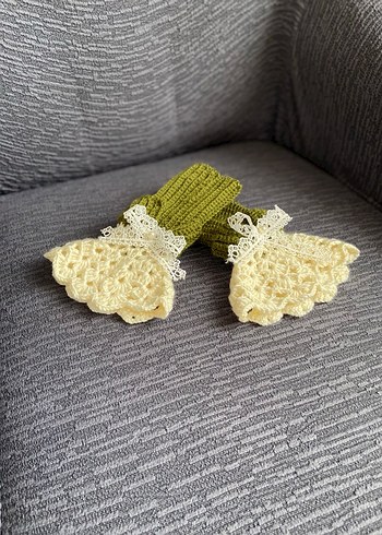 Dantel Detaylı Kadın Örgü Eldiven vintage eldiven - Görsel 7