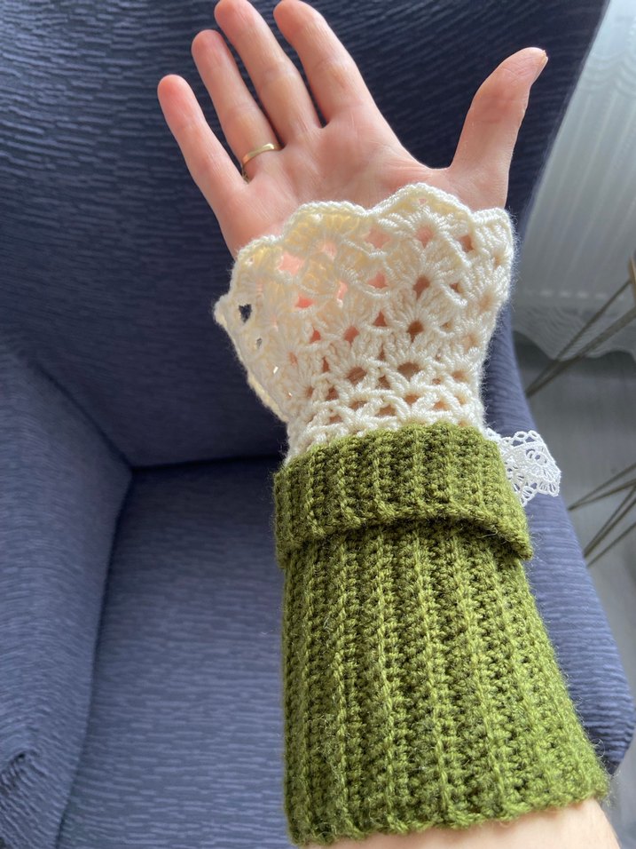 Dantel Detaylı Kadın Örgü Eldiven vintage eldiven - Görsel 2