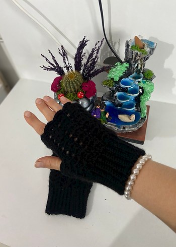 Siyah Örgü Kadın Eldiven - Görsel 7