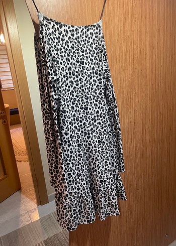 H&M V Yaka Leopar Desenli Mini Elbise