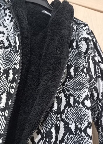 xl Beden Leopar kalin içi peluş mont