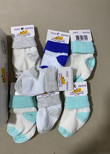 Bebek Çorabı Seti Mini Damla Gri Beyaz - Görsel 2