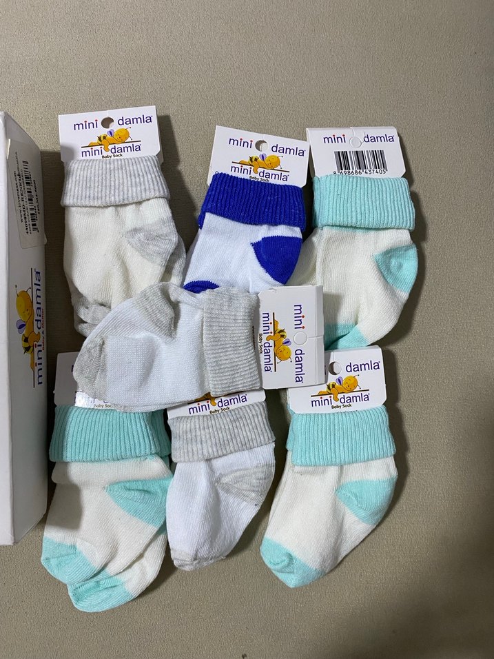 Bebek Çorabı Seti Mini Damla Gri Beyaz - Görsel 2