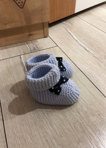 Gri Örme Erkek Bebek Patik - Görsel 2