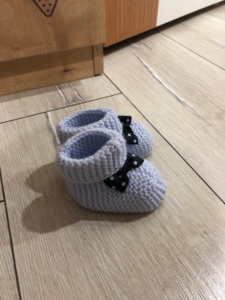 Gri Örme Erkek Bebek Patik - Görsel 2