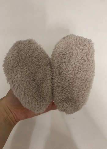 Kız Çocuk Gri Kürklü Nakışlı Ev Ayakkabısı - Görsel 2