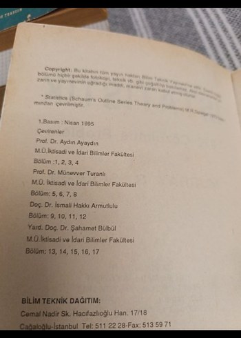 İstatistik 1. basım 870 Çözümlü Problem Kitabı - Görsel 3