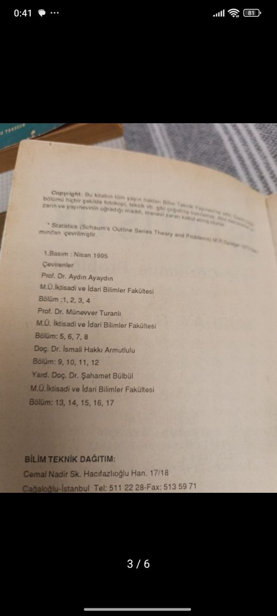 İstatistik 1. basım 870 Çözümlü Problem Kitabı - Görsel 3