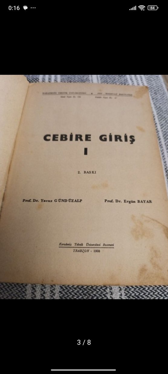 Cebire Giriş I - Prof. Dr. Yavuz Gündüzalp - Görsel 3