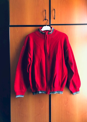 COLLECTİON Kırmızı Fermuarlı Sweatshirt M BEDEN