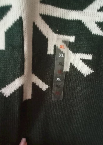 xl Beden yeşil Desenli Triko Uzun Kollu Kazak