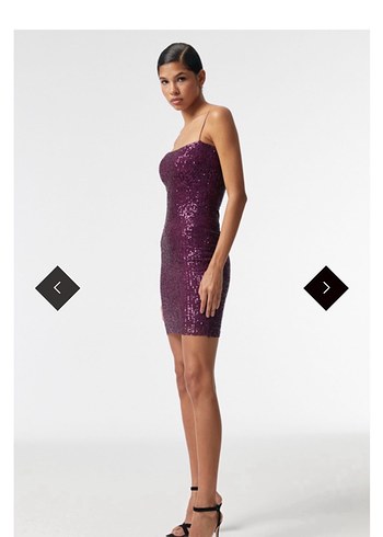 Armadio Mor Parlak Payetli Straplez Mini Abiye Elbise - Görsel 2