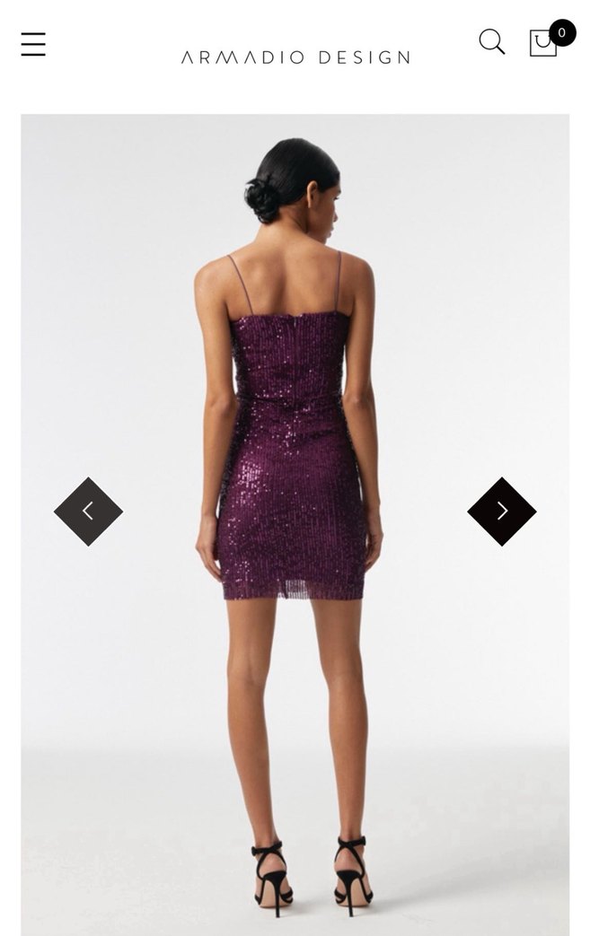 Armadio Mor Parlak Payetli Straplez Mini Abiye Elbise - Görsel 3