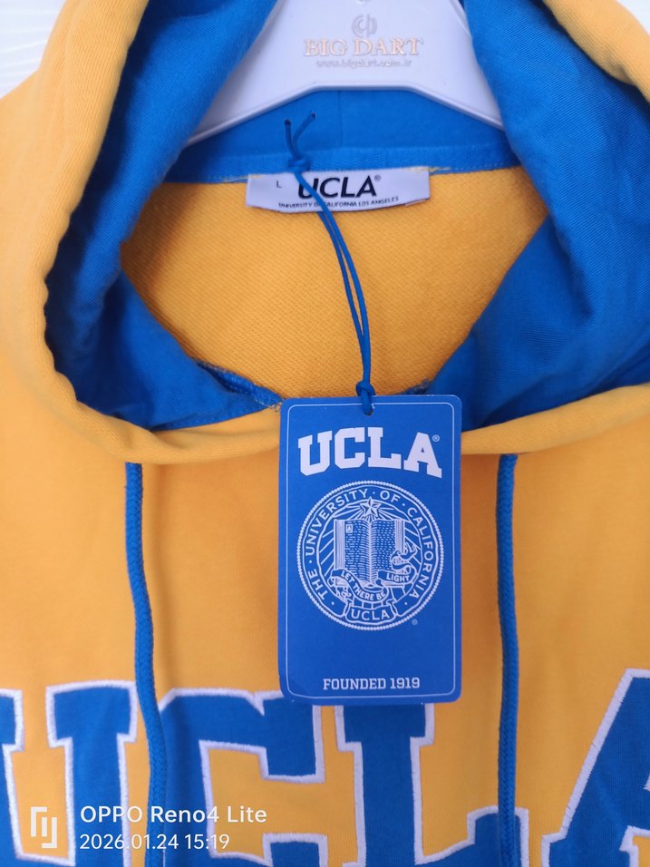 Sarı Kapüşonlu UCLA Baskılı Sweatshirt - Görsel 5