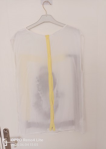 Kadın Beyaz Baskılı Kısa Kollu Salaş Tişört - Görsel 4