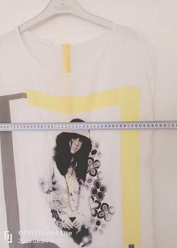 Kadın Beyaz Baskılı Kısa Kollu Salaş Tişört - Görsel 8