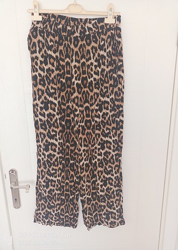Kahverengi Leopar Desenli Kemerli Kadın Pantolon - Görsel 4