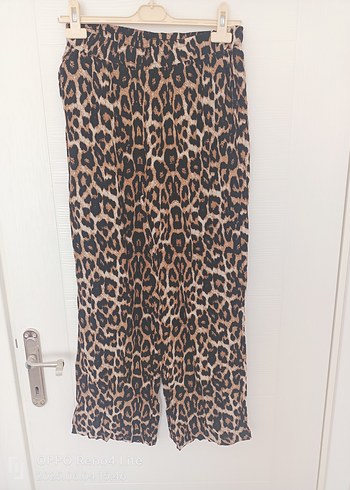 Kahverengi Leopar Desenli Kemerli Kadın Pantolon - Görsel 5