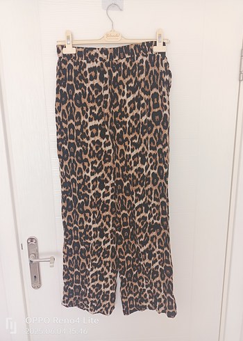 Kahverengi Leopar Desenli Kemerli Kadın Pantolon - Görsel 6