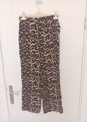 Kahverengi Leopar Desenli Kemerli Kadın Pantolon - Görsel 7