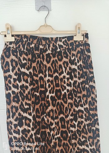 Kahverengi Leopar Desenli Kemerli Kadın Pantolon - Görsel 8