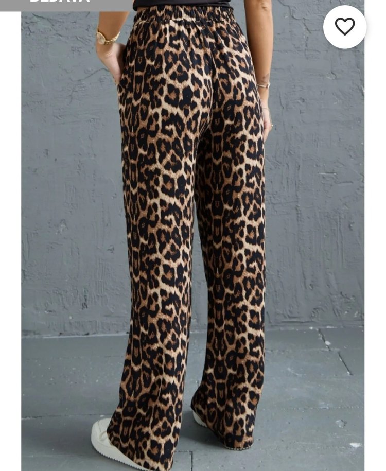 Kahverengi Leopar Desenli Kemerli Kadın Pantolon - Görsel 3