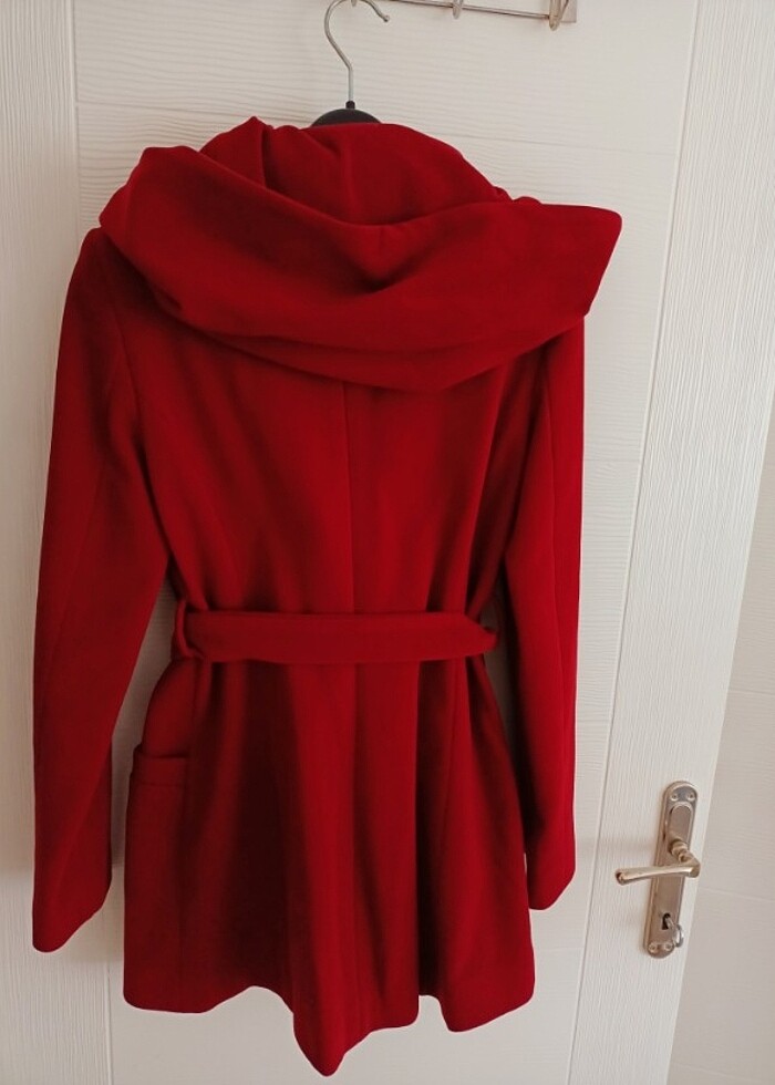 Batık kadın kaban bordo - Görsel 2