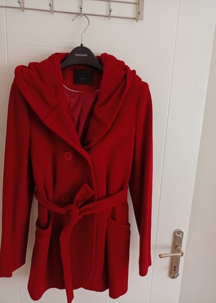 Batık kadın kaban bordo - Görsel 4