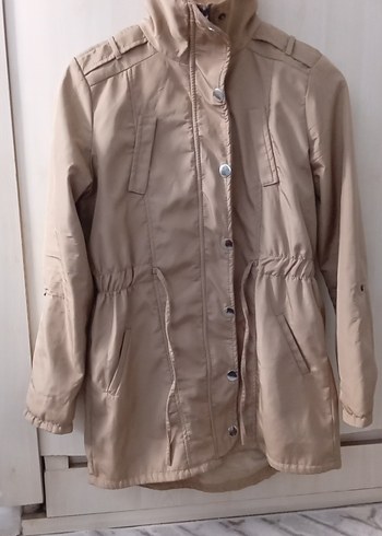 Düğmeli Bej Midi Kadın Ceket - Görsel 2