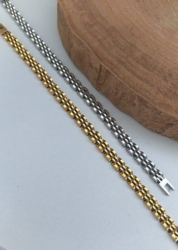Zincir Detaylı Altın Renk unisex Bileklik