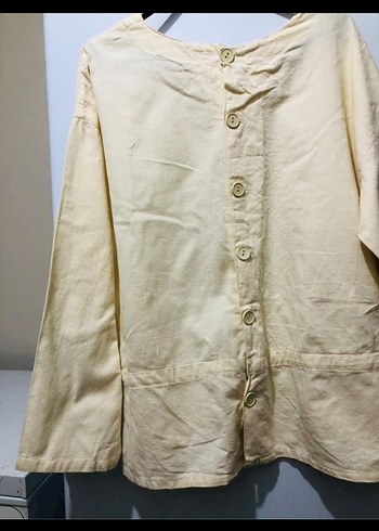 Bej Kadın Salaş Uzun Kollu Tunik - Görsel 3