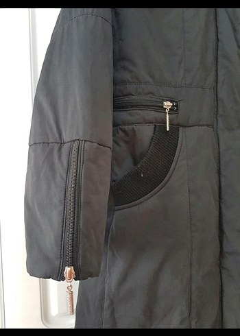 Siyah Fermuarlı Midi Kadın Mont - Görsel 5