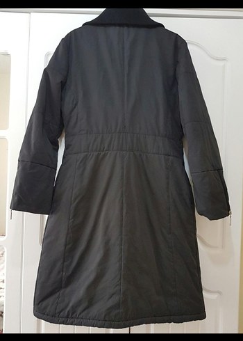 Siyah Fermuarlı Midi Kadın Mont - Görsel 3