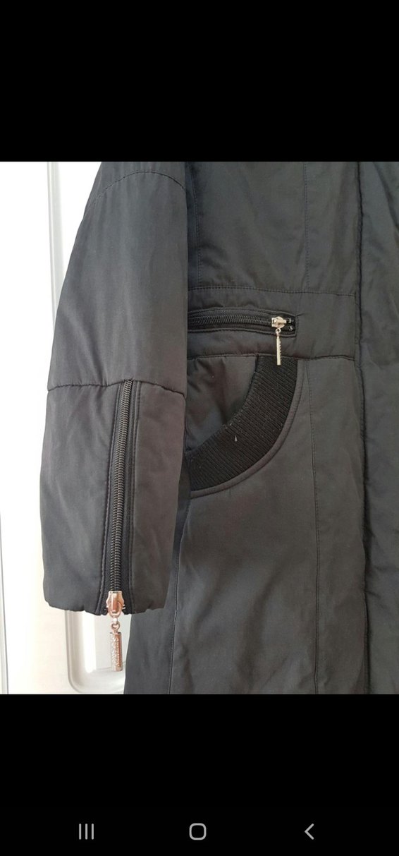 Siyah Fermuarlı Midi Kadın Mont - Görsel 5