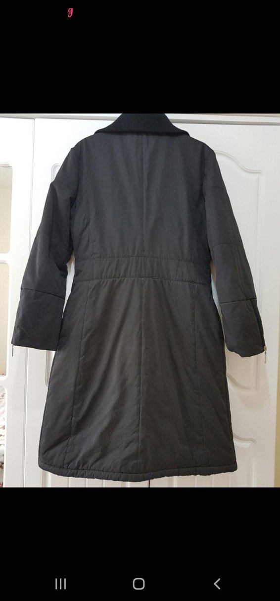 Siyah Fermuarlı Midi Kadın Mont - Görsel 3