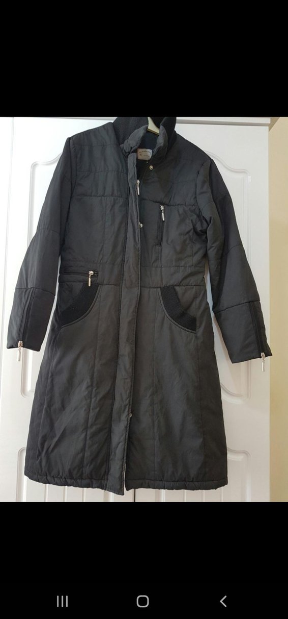 Siyah Fermuarlı Midi Kadın Mont - Görsel 2