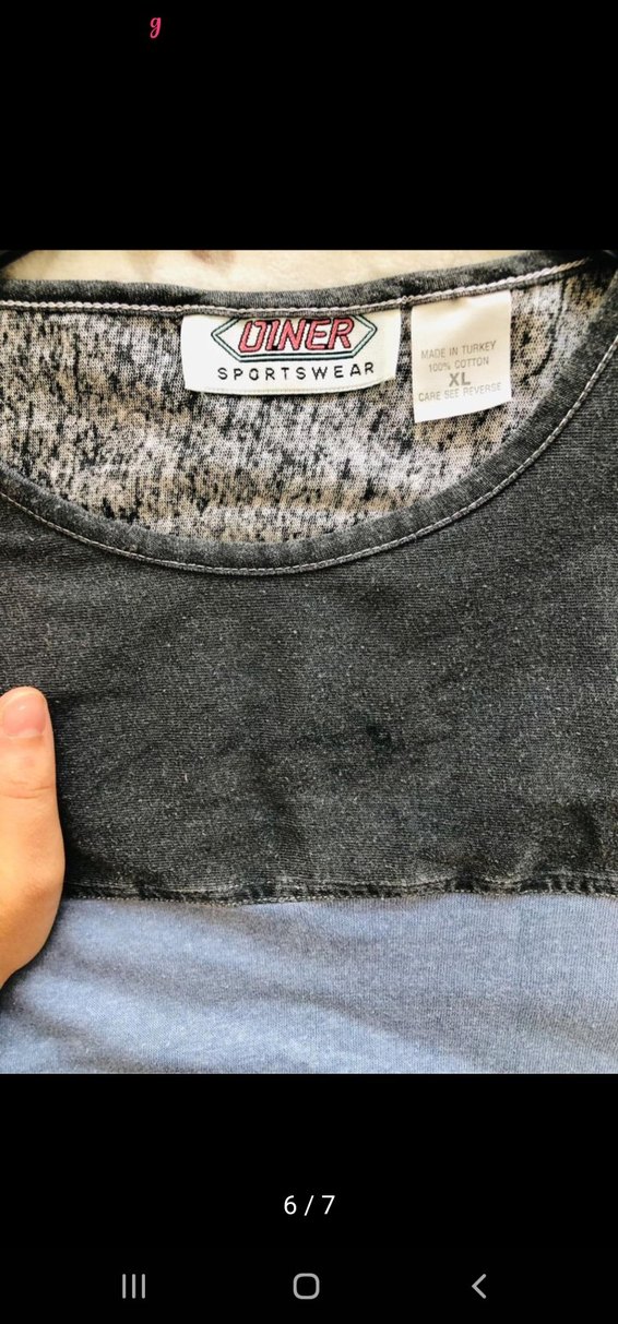 Kadın Gri-Mavi Batik Desenli Denim Tişört - Görsel 4