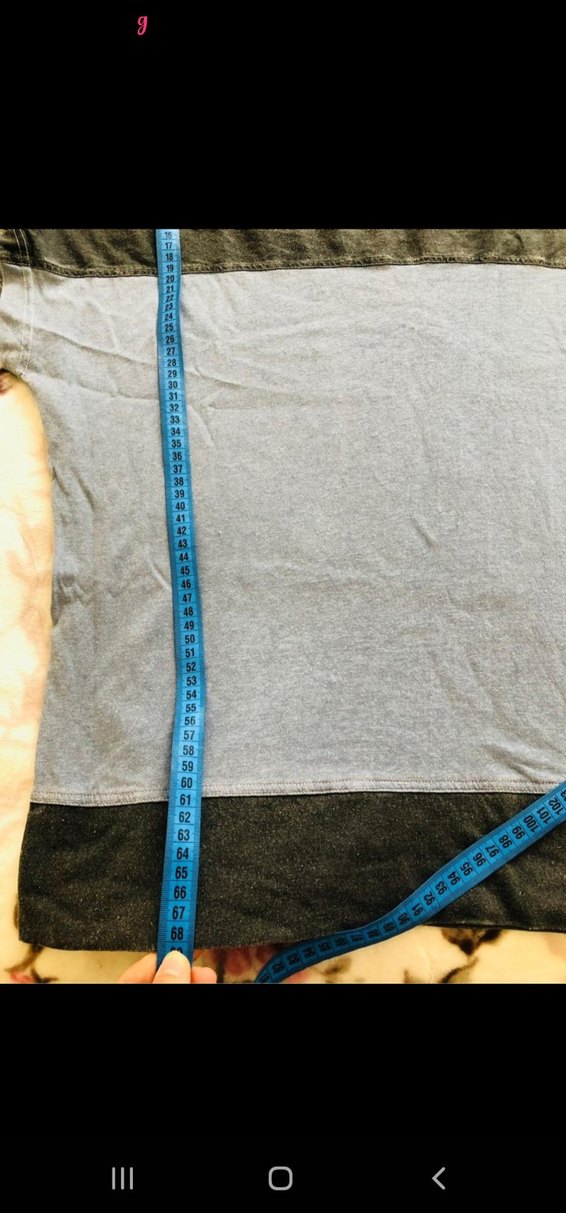 Kadın Gri-Mavi Batik Desenli Denim Tişört - Görsel 5