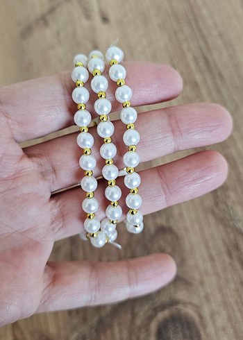 Beyaz İnci Boncuklu Kadın Bileklik - Görsel 4