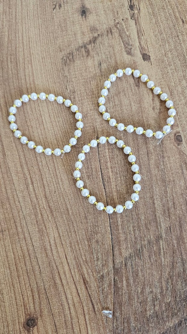 Beyaz İnci Boncuklu Kadın Bileklik - Görsel 2