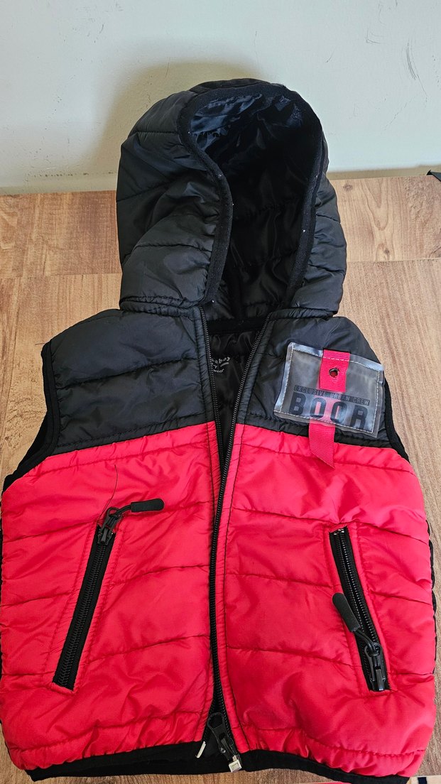 Kırmızı Erkek Çocuk Şişme Yelek Kapüşonlu - Görsel 2